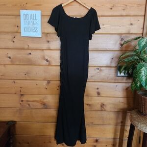 KIMI + KAI Abigail Trumpet Maxi Ruched Black Off Shoulder Maternity Dress Size S